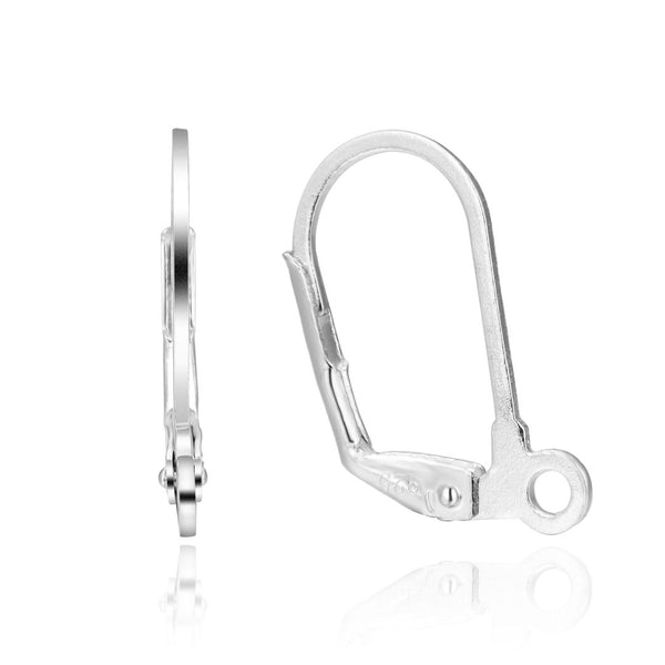 10pcs 925 Sterling Silver Leverback Earring Hooks, Closed Ring, 17mm, SS87-1