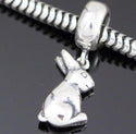 Cute Real Solid Sterling Silver Rabbit Charm Easter Bunny Bead, Compatible with Pandora All...