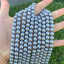 Natural Hematite Gemstone Round Beads, White Gold Plated, 2 strands/200pcs Beads, 4mm/Small Tiny , Hole ID 1mm, GFC5-4