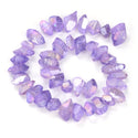 Natural Raw Crystal Quartz Nugget Drilled Gemstone Beads, Violet Tanzanite AB Titanium Coated Stone Nuggets, 15 Inch, GA-B9