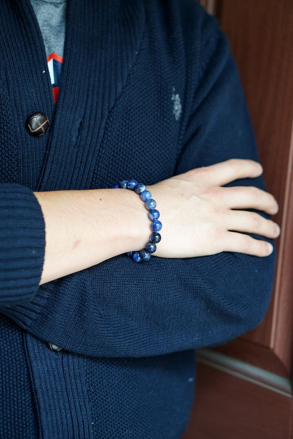 1 Strand Stretch Natural Blue Sodalite Beaded Gemstone Bracelet, 10mm Bead, Length Selections: 7 inch/7.5 inch/8 inch/8.5 inch