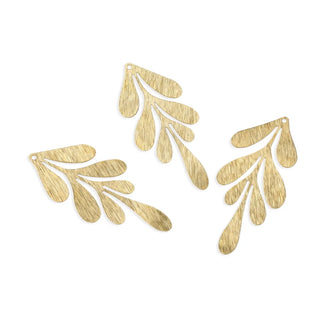 20pcs Brushed Raw Brass Large 7-Petal Leaf Pendant Drop, 62mm, Unplated/Uncoated, CF-B6