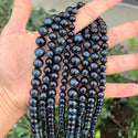 Natural Grade A Blue Tiger Eye Gemstone Round Beads, 15 Inch/1 Strand, Size Selections: 6mm/8mm/10mm