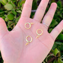 20pcs Tarnish Resistant Round Hoop Huggie Earring Hooks, with 3mm Eye Pin Bail, 18K Yellow Gold Plated Brass, 14mm, BF265