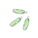10pcs Grade A August Peridot Green Rectangle Bar Birthstone Charm Drops, Sterling Silver Plated Brass, 21x7mm, CCP8-S8