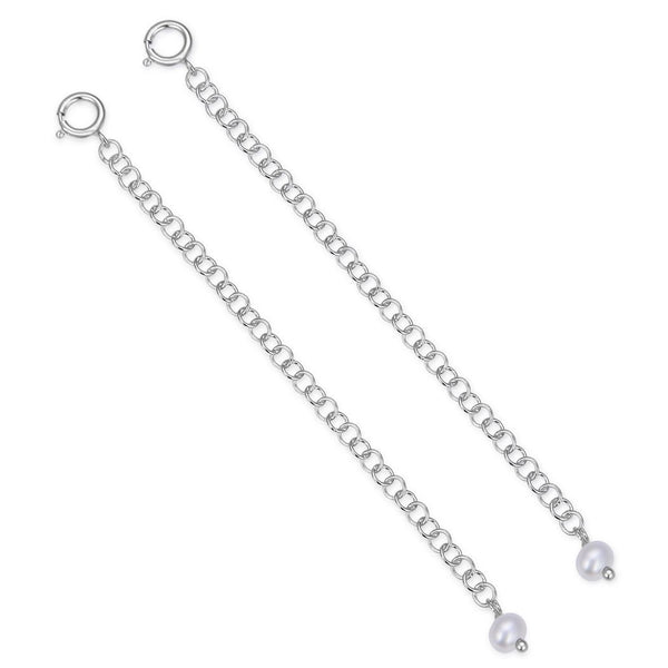 1pc 925 Sterling Silver Chain Extender with Clasp, Pearl Drop Chain Extension, Length Selections: 2 inch/3 inch/4 inch/5 inch/6 inch