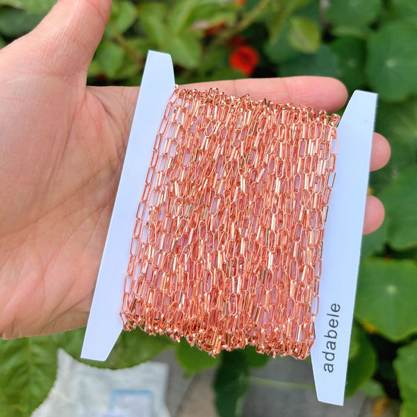 33 Feet Paperclip Cable Copper Chain Link, Bright Coppery, 6.8x2.4mm Large, CW10-A1