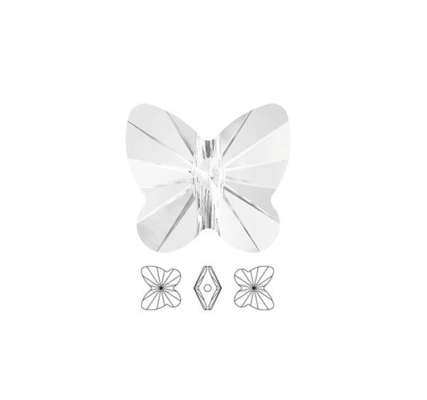 20pcs Creative Club Butterfly Crystal Glass Beads #5754, Center Drilled, April Crystal Clear Birthstone, 10mm, Hole ID 1mm, CCBF-1