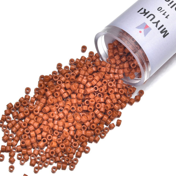 30g Miyuki Delica 11/0 Seed Beads, Duracoat Opaque Orange Terracotta DB2352