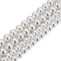 Natural Hematite Gemstone Round Beads, Silver Plated, 15 Inch/1 Strand, Size Selections: 6mm/8mm/10mm