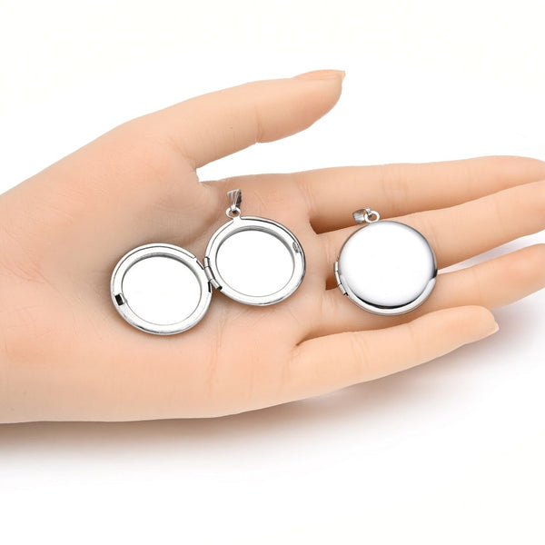 5pcs 316 Surgical Stainless Steel Living Memory Floating Lockets, 28mm Round Waterproof Pendants, MP-A4