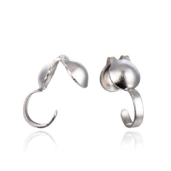 100pcs 4mm 304 Stainless Steel Clamshell Calotte Bead Tips – Open Hook Knot Covers