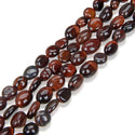 Natural Red Tiger Eye Gemstone Oval Tumbled Pebble Beads, Irregular, 8mm to 10mm, Hole ID 1mm, 15 Inch/1 Strand, GZ12-59