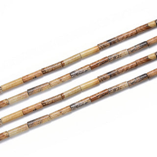 Natural Picture Jasper Gemstone Cylinder Tube Beads, 13x4mm, Hole ID 1mm, 14.5 Inch/1 Strand, GH-H10