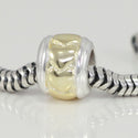 1pc Solid 925 Sterling Silver Gold Heart in Ring Love Charm Heart Bead, Compatible with Pandora All Other Charm Bracelet, EC91