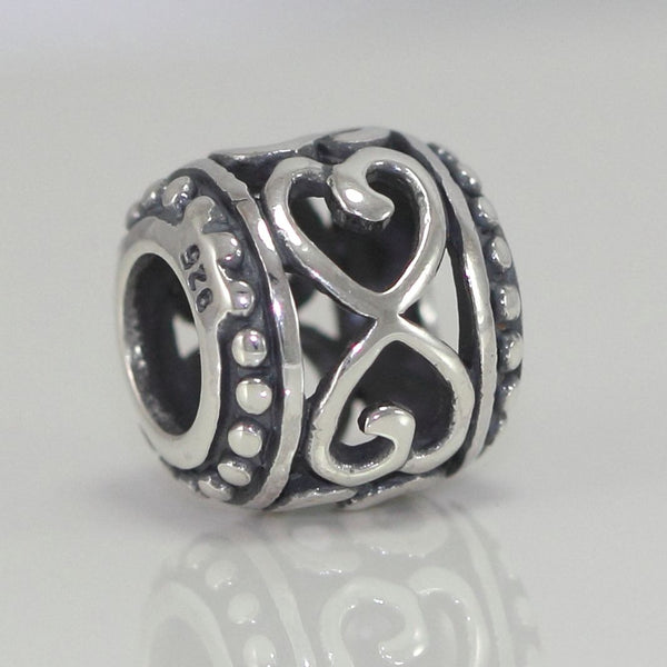 1pc Solid 925 Sterling Silver Infinite Love Charm Heart Love Bead, Compatible with Pandora All Other Charm Bracelet, EC227