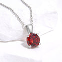 925 Sterling Silver January Birthstone Solitaire Necklace, 6mm/0.84 Carat Red Garnet Cubic Zirconia CZ, Length Selections: 16 inch/18 inch