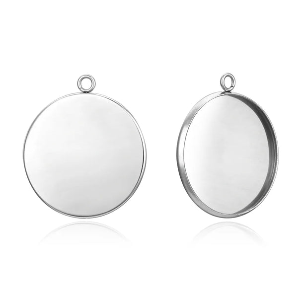 20pcs 304 Stainless Steel 20mm Round Bezel Cup Settings