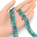 Natural Green Turquoise Gemstone Tiny Small Faceted Round Beads, 3mm, Hole ID 0.6mm, 15 Inch/1 Strand, GK3-15