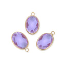 10pcs Grade A June Alexandrite Purple Oval Birthstone Charm Drops, 18K Yellow Gold Plated Brass, 18x13mm, CCP6-G6