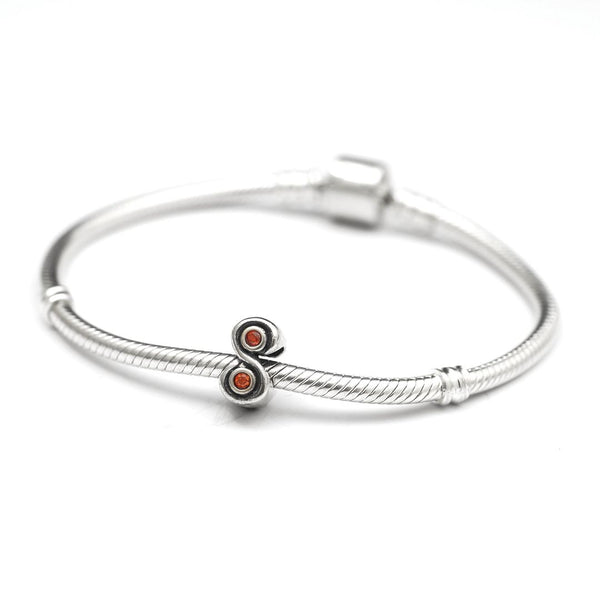 1pc Real 925 Sterling Silver Charm, January Birthstone Bead, Cubic Zirconia CZ Siam Red Garnet Gemstone, Compatible with Pandora all Other Charm Bracelets, EC409