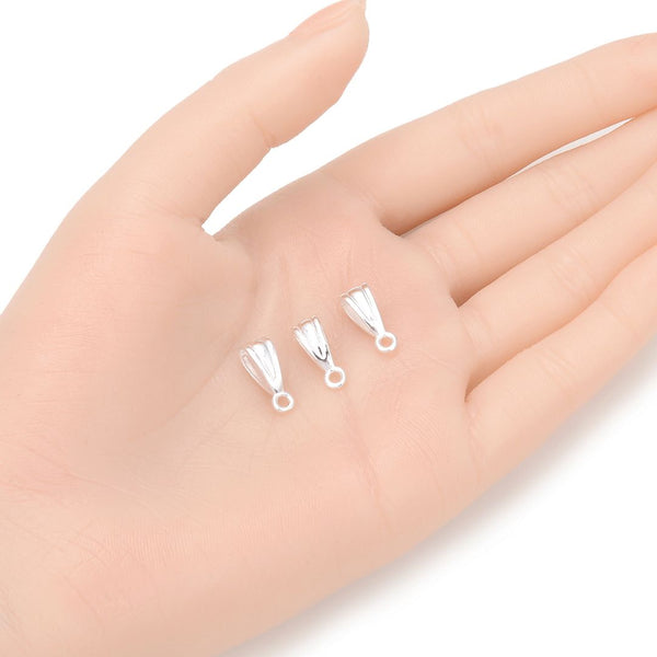 5pcs 925 Sterling Silver 14mm Folding Donut Bails, Sturdy Strong Pendant Connector, Closed Horizontal Ring, SS359-2