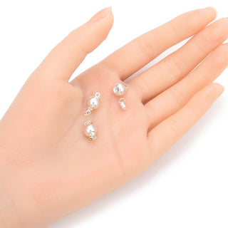 10pcs Ball Screw Clasp, Sterling Silver Plated Brass, Size Selections: 6mm/8mm
