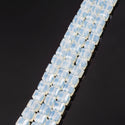 100pcs Creative Club Faceted Cube Crystal Glass Beads, White Opal, 8mm, Hole ID 1mm, CCC834