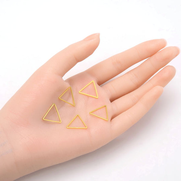 20pcs Tarnish Resistant Triangle Beading Hoops, Open Back Bezel Frame, 18K Yellow Gold Plated Brass, Size Selections: 12mm/17mm/20mm