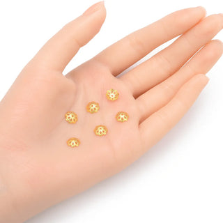 200pcs Filigree Flower Bead Caps, 18K Yellow Gold Plated Bead End Caps, Size selections: 6mm/8mm/10mm