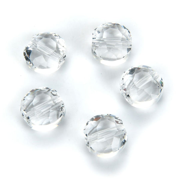 25pcs Adabele Austrian Faceted Flat Round Coin Crystal Beads #5052, Crystal Clear, 10mm, Hole ID 1.2mm, SSMR1001