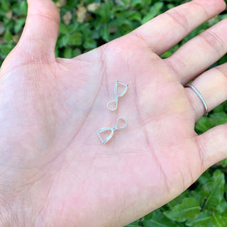 50pcs Pendant Clasp Pinch Bail Clip, Sterling Silver Plated Brass, Size Selections: 15mm/18mm/20mm