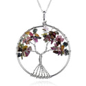 1pc Tree of Life Prosperity Necklace, Natural Tourmaline Gemstone Pendant, 26 inch Surgical Stainless Steel Chain, GGP9-3