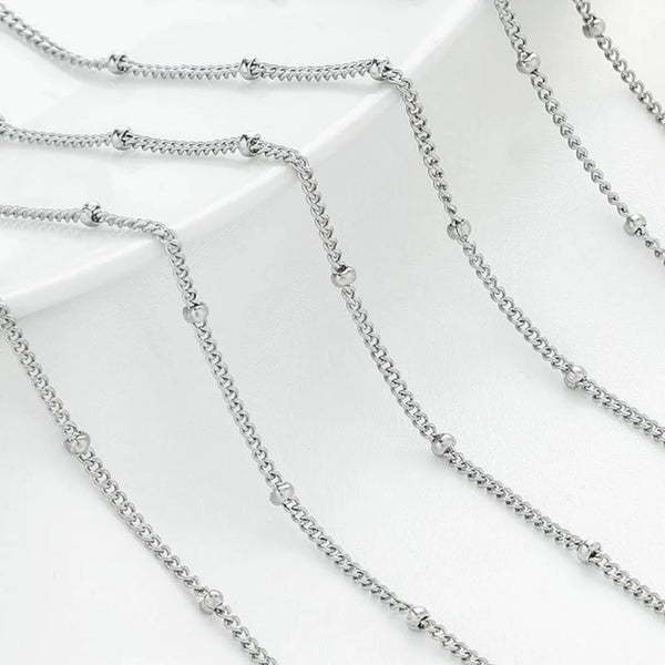 33ft 304 Stainless Steel Satellite Curb Chain with 2.5mm Beads