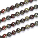 Natural Dragon Blood Jasper Gemstone Round Beads, 1 Strand/15 Inch, Size Selections: 4mm/6mm/8mm/10mm