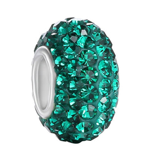 1pc 925 Sterling Silver May Emerald Green Birthstone Bead Charm, 12.5x7.5mm, Hole ID 4.8mm, Fit Pandora All Other Bracelets, EC684-5