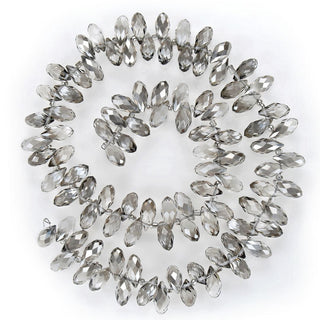 200pcs Creative Club Faceted Teardrop Briolette Crystal Glass Beads, Pendant Drop, Silver Champagne, 12x6mm, Hole ID 1mm, CCT2-29