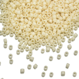 30g Miyuki Delica 10/0 Tube Seed Beads, Opaque Ivory DBM732