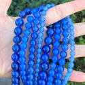 AAA Natural Blue Agate Gemstone Round Beads, 15 Inch/1 Strand, Size Selections: 4mm/6mm/8mm/10mm