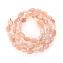 Natural Sunstone Gemstone Oval Tumbled Pebble Beads, Irregular, 6mm to 8mm, Hole ID 1mm, 15 Inch/1 Strand, GZ11-5