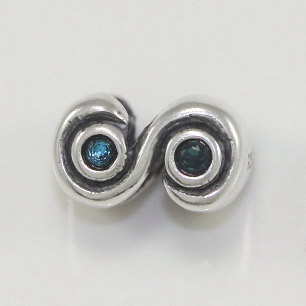 1pc Real 925 Sterling Silver Charm, December Birthstone Bead, Cubic Zirconia CZ Blue Zircon Gemstone, Compatible with Pandora all Other Charm Bracelets, EC421