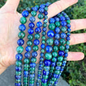 Natural Lapis Chrysocolla Gemstone Round Beads, 1 Strand/15 Inch, Size Selections: 4mm/6mm/8mm/10mm