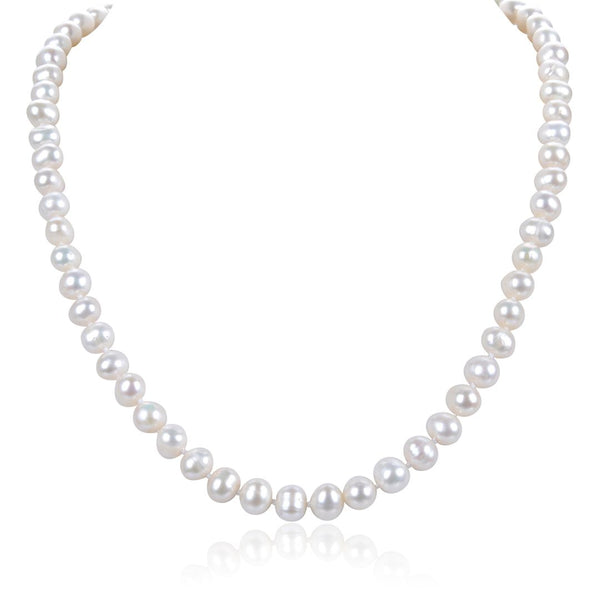 Natural Grade A+ Potato Round White Cultured Freshwater Pearl Necklace, 6-7mm Pearl Strand, Length Selections: 16 inch/18 Inch