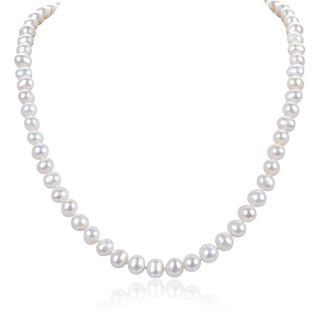 Natural Grade A+ Potato Round White Cultured Freshwater Pearl Necklace, 8-9mm Pearl Strand, Length Selections: 16 inch/18 Inch
