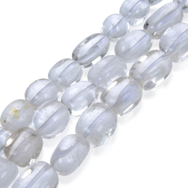 Natural Clear Crystal White Quartz Gemstone Tumbled Nugget Beads, Irregular, 10mm-13mm, Hole ID 1mm, 1 Strand/15 Inch, GZ4-3