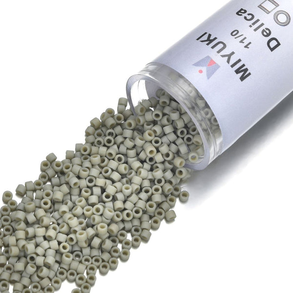 7.5g Miyuki Delica 11/0 Seed Beads, Opaque Matte Glazed Cactus DB2282