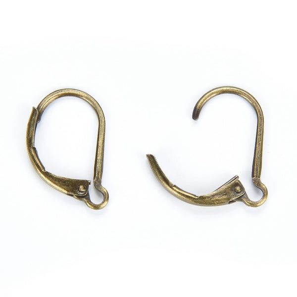 50pcs Interchangeable Leverback Earring Hooks, Antique Bronze Plated Brass, 17mm, CF260-4