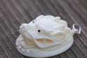 1pc Beautiful Dragon King Hand Carved White Buffalo Bone Drop Pendant, Symbol of Strength Prosperity Pendant, with Sterling Silver Bail, 1.2 Inch, BP-80
