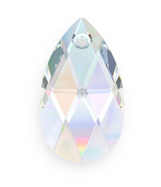 20pcs Creative Club Faceted Crystal Glass Pear Chandelier Pendant Drops, April Clear AB Birthstone, 22x13mm Large, Hole ID 1mm, CCE-2