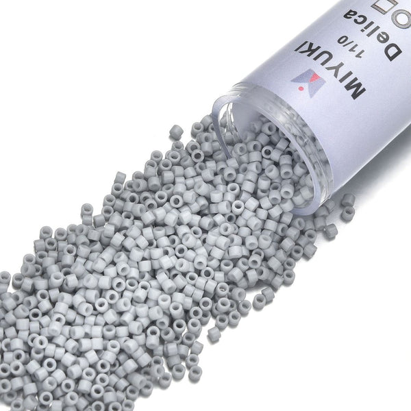 30g Miyuki Delica 11/0 Seed Beads, Opaque Glass Enamel Light Smoke DB1498-1